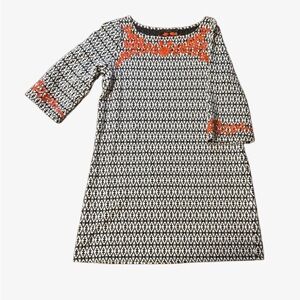 THML Black and White Mini Dress with Orange Accents